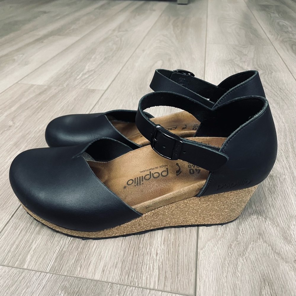 Papillio by Birkenstock Black Wedge Shoes